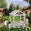 ZeHuoGe Outdoor Wooden Playhouse with Bench and Door, Outdoor Play Hut with Bench view 3