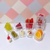 1:6 Scale Dollhouse Miniature mini Simulation Food Container,Storage Box,Fruit Salad Box Model,bjdob11blythegsc Kitchen Accessories (Pink) view 2