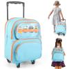 RZYLKA 2-in-1 Rolling Backpack for Toniebox 1 & 2, Blue Travel Carrying Case for Boys with Wheels Organizer Storage Bag, Holds for Toniebox, 30+ Tonies Characters, Headphones & Charger view 1