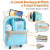 RZYLKA 2-in-1 Rolling Backpack for Toniebox 1 & 2, Blue Travel Carrying Case for Boys with Wheels Organizer Storage Bag, Holds for Toniebox, 30+ Tonies Characters, Headphones & Charger view 3
