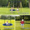440lbs 2 Seat Swing Sets for Backyard, 1 Saucer and 1 Belt Swing with Heavy Duty Outdoor A-Frame Metal Stand for Playground, Playset view 4