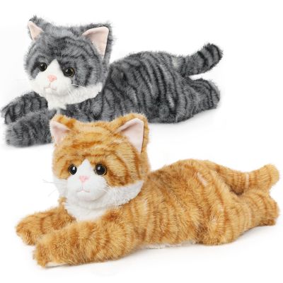 2Pcs Cat Stuffed Animals, Microwavable Stuffed Animal Adorable Fluffy Tabby Cat Plush for Warmth, Heatable Coolable Lavender Scent Cat Plush Toys, Cute Soft Cat Plushies for Kids Adults Girl Boy Gifts