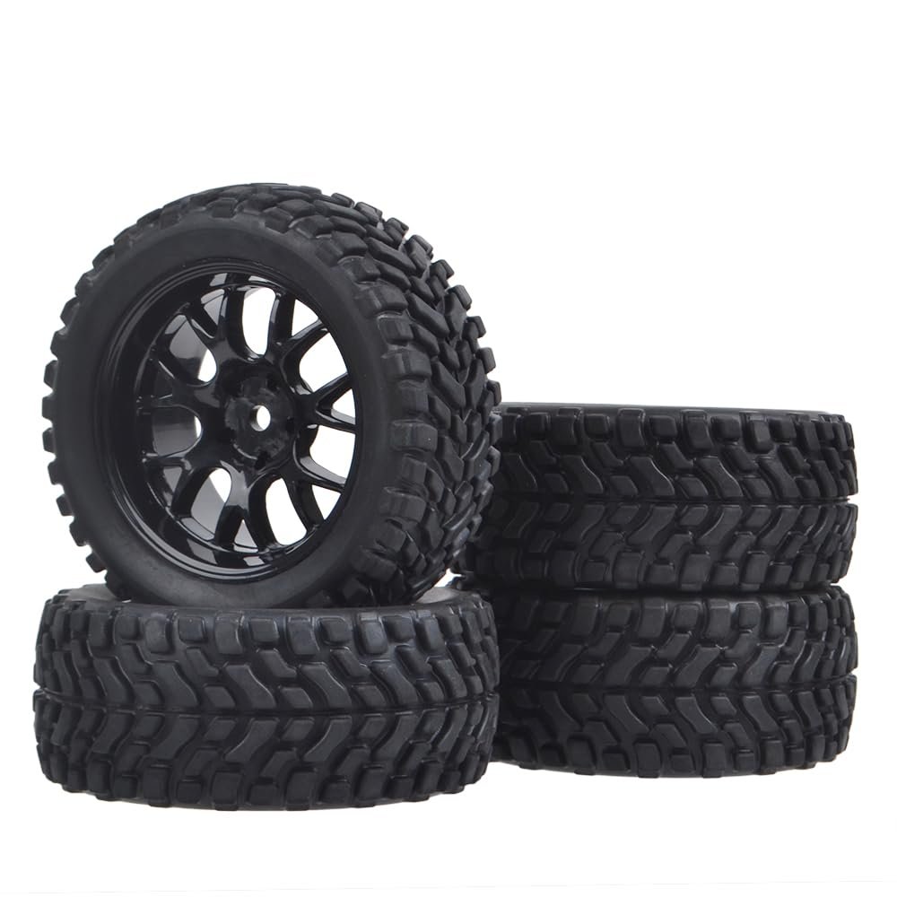 1/10 Rally Tires 12mm Hex Wheels Foam Inserts for Tamiya Wltoys HPI Traxxas Kyosho RC On Road Racing Car 1/16 Tyre(6600051A)