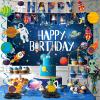 3.6*5.9FT/110*180CM Space Birthday Party Decorations Happy Birthday Banner with Space Themed Honeycomb Centerpiece for Honeycomb Centerpiece,Hanging Swirl view 4