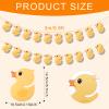 2pcs Duck Birthday Banner, Cute Cartoon Yellow Duck Garland Photo Backdrop Hanging Decor for Themed Birthday Party Supplies Decorations view 2