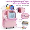 RZYLKA 2-in-1 Rolling Backpack for Toniebox 1&2, Pink Travel Carrying Case for Girls with Wheels Organizer Storage Bag, Holds for Toniebox, 30+ Tonies Characters, Headphones & Charger view 2