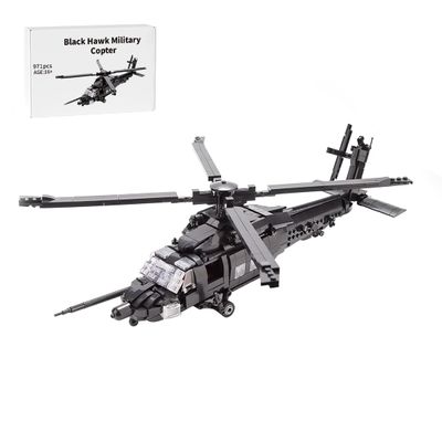XMBRICDIYY MH60M Black Helicopter Building Blocks Set, MOC Hawk Helicopter Construction Kits, Creative Present and Home Decoration for Teens Adults,1057PCS+