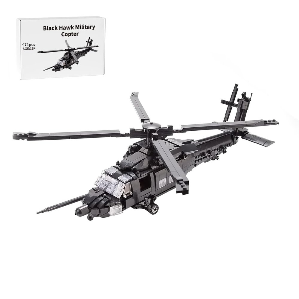 XMBRICDIYY MH60M Black Helicopter Building Blocks Set, MOC Hawk Helicopter Construction Kits, Creative Present and Home Decoration for Teens Adults,1057PCS+