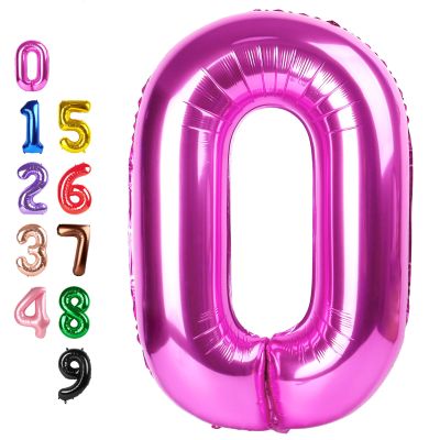 0 Balloon Numbers 40 Inch Big Zero Hot Pink Balloon Numbers for Birthday Decoration, Baloon for 10 20 30 40 100 2026 Graduation Decor Wedding Anniversaries Party