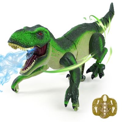 Funbud Remote Control Dinosaur Toy for Kids - Birthday Gifts for Ages 3 4 5 6 7 8 9 10 11 12 Year Old, RC Walking Dino with Roaring Sound & Spray & Light, Interactive Toy for Boys Age 3-12