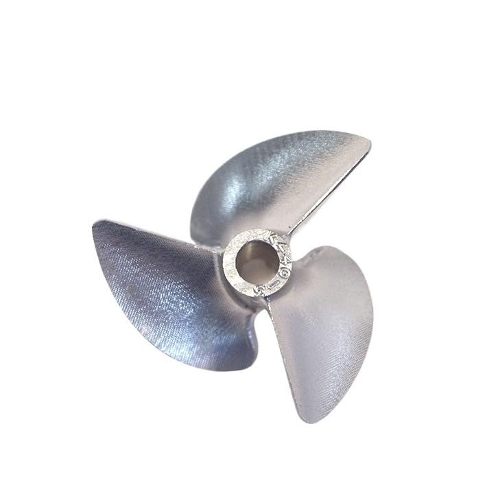 RC Boat Propeller, CNC Aluminum 3-Blade, 40mm Diameter, 5mm Shaft, 15mm Hub Height, Silver Color