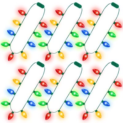 Blowata 100PCS Christmas Necklace, 3 Glow Modes Christmas Accessories with 9 Bulbs, Ugly Sweater Lights Necklaces for Light up Xmas Decorations Xmas Supplies New Year Ugly Sweater Family Party Decor