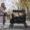Exquimac Foldable Stroller Wagon for 4 Kids & Cargo, All-Terrain Wheels, Adjustable Handle, Removable Canopy, 5-Point Harness, Compact Foldable Design view 3