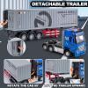 9 Channel RC Semi Truck with Trailer Metal Cab, 2.4Ghz Remote Control Container Truck with Lights and Sounds, Birthday Gift for Kids Boys 18.5" view 4