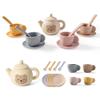 Tea Party Set for Little Girls 1-3 Kids Tea Set 14 Pcs with Silicone Teapot Cups Coasters Carrying Scoop, Kitchen Accessories Pretend Play for Girls Boys Age 3 4 5 view 1