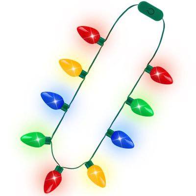 60Pcs Christmas Light Necklace, 40 In Colorful Christmas Necklaces, 9 Bulbs Wearable Xmas Lights Necklace with 3 Glow Modes for Xmas Ugly Sweater Accessories New Year Party Favor Festival Decor
