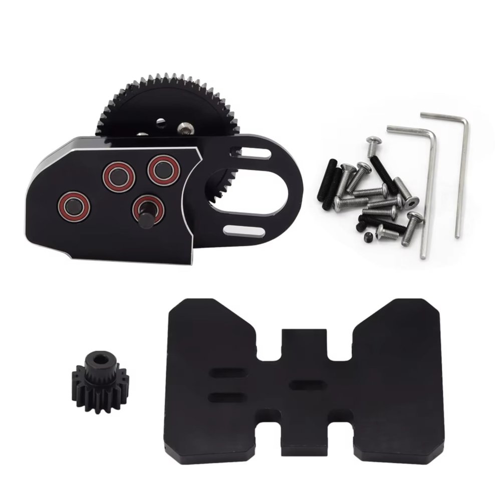 for Axial for SCX10 III II 90046 for Capra for TRX4 1/10 for LCG 2Low Gearbox Middle Transmission Box W/Overdrive Gear RC Crawler Upgrade Part RC Car Parts(Black)