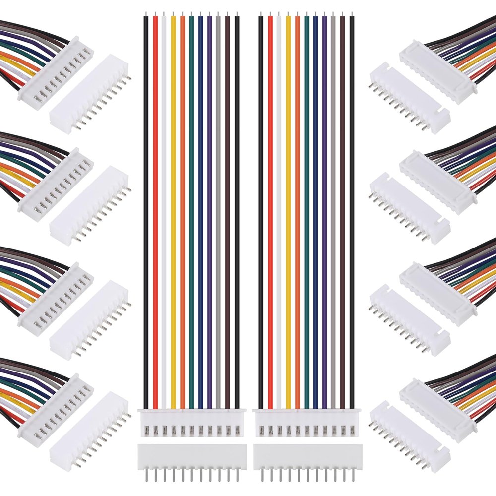ACEIRMC 10Pairs JST-XH Connector Kit, XH 2.54mm 11 Pin Header Male and Female Connectors Plug Adapter with Flat Wire Cable 200mm 26AWG Compatible with JST XH (11P)