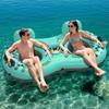 2-Person Inflatable River Tube, Heavy Duty Tube Float for River Pool Lake Beach w/Built-in Cooler & Cup Holders, Ergonomic Backrest, Durable Handles & Grab Rope, 660lb Weight Capacity view 1