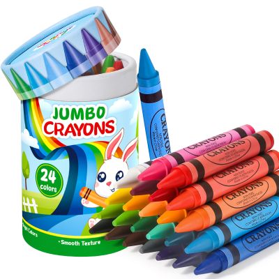 24 Colors Jumbo Crayons for Toddlers 1-3, Non Toxic Large Crayon for kids ages 2-4, Birthday Gifts for Toddler Boy Girl 3-5, Easy to Hold Washable Big Crayons for Preschool Kindergarten Art Supplies