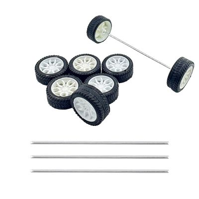 8PCS Toy Car Wheel RC Car Rubber Tire Wheel with Metal Shaft Axles for RC Car Truck Robot DIY Model Car Building Parts (2x32mm)