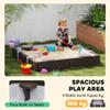 Qaba Kids Sandbox with Cover, Square 47" HDPE Large Sand Pit with 4 Seats, Waterproof Bottom Liner, Weather Resistant Outdoor Sand Box for Backyard, Lawn, Garden, Beach, Patio, Brown view 3