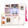 GLACER Kids Pretend Kitchen Playset, Wooden Kitchen Toy Set w/Sound & Light, Ice Maker, Microwave, Telephone, Apron, Stoves & Hood, Ideal Gift for Kids 3+ Years Old view 1