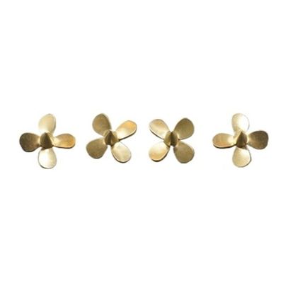 RC Boat Propeller Quad Set, 12.5mm Four-Blade Copper, 1.5mm Shaft, 4 Pieces (2 Left & 2 Right)