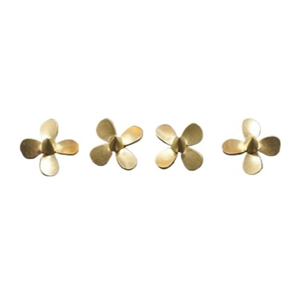 RC Boat Propeller Quad Set, 12.5mm Four-Blade Copper, 1.5mm Shaft, 4 Pieces (2 Left & 2 Right)