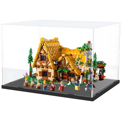 Acrylic Display Case for Collectibles, Action Figures and Jewelry, 55x55x65cm/22x22x26in, 3mm Thick Clear Dustproof Showcase Box with Matt Black Base, Easy Assembly, Shatter-Resistant Design