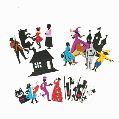 Shadow Puppet Theater Glitter Felt Classic Fairy Tale Silhouette Set, DIY Storytelling Hand Puppets, Fable Shadow Play Kit for Creative Family Fun & Imaginative Play Decoration