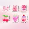 6 Pairs Cute Clip on Drop Earrings, Resin No Pierced Design Kids Earrings Bear Cake Cat Strawberry Dress Up Eardrop Stud Jewelry for Party Gift view 2