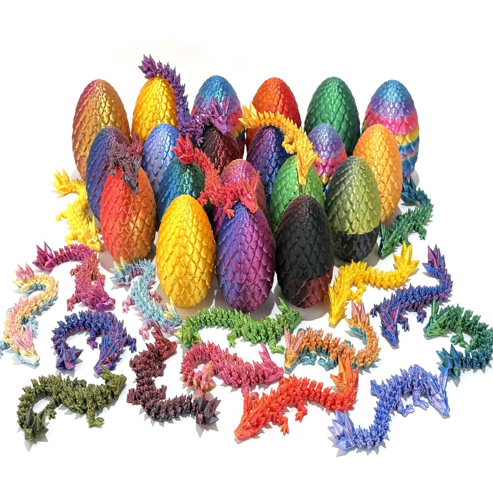 12 Pcs 3D Printed Dragon Eggs Mystery Pack with Dragons Mystery Inside,3D Printed Small Animals Fidget,Easter Gift,Desk Decor