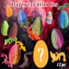 12 Pcs 3D Printed Dragon Eggs Mystery Pack with Dragons Mystery Inside,3D Printed Small Animals Fidget,Easter Gift,Desk Decor view 2
