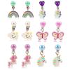 Mikovivi 6 Pairs Colorful Clip on Drop Earrings Set, Resin No Pierced Design Kids Child Dangle Earrings Cute Butterfly Ear Clips for Children Toddler Party Daily Wearing Princess Jewelry view 1