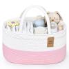 19L Baby Diaper Caddy Organizer, 16.8"x9.8"x9" Cotton Rope Diaper Basket, Changing Table Storage Caddy With Removable Divider, Baby Basket for Nursery, Car, Diapers, Baby Shower Gifts for Newborn view 1
