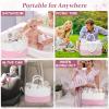 19L Baby Diaper Caddy Organizer, 16.8"x9.8"x9" Cotton Rope Diaper Basket, Changing Table Storage Caddy With Removable Divider, Baby Basket for Nursery, Car, Diapers, Baby Shower Gifts for Newborn view 4