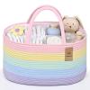 19L Baby Diaper Caddy Organizer, 16.8"x9.8"x9" Cotton Rope Diaper Basket, Changing Table Storage Caddy With Removable Divider, Baby Basket for Nursery, Car, Diapers, Baby Shower Gifts for Newborn view 1