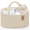 19L Baby Diaper Caddy Organizer, 16.8"x9.8"x9" Cotton Rope Diaper Basket, Changing Table Storage Caddy With Removable Divider, Baby Basket for Nursery, Car, Diapers, Baby Shower Gifts for Newborn view 1