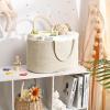 19L Baby Diaper Caddy Organizer, 16.8"x9.8"x9" Cotton Rope Diaper Basket, Changing Table Storage Caddy With Removable Divider, Baby Basket for Nursery, Car, Diapers, Baby Shower Gifts for Newborn view 2