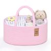 13.5L Baby Diaper Caddy Organizer, 15.3"x9.8"x7" Cotton Rope Diaper Basket, Changing Table Storage Caddy With Removable Divider, Baby Basket for Nursery, Car, Diapers, Baby Shower Gifts for Newborn view 1