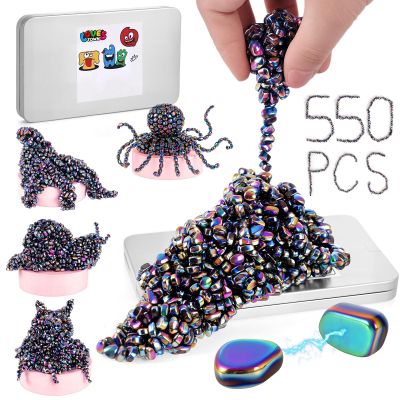 LovesTown 550PCS Ferrite Putty Stones, Fidget Magnetic Beads Fidget Toys for Teens Stress Relief Gifts for Adults Coworkers