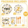 201pcs Construction 2nd Birthday Party Decorations 2nd Plates Napkins Tableware Set Disposable Paper Cup Banner Hanging Swirl Tablecloth for Boys Construction Two Years Old Party Supplies Serves 24 view 2