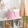 19L Baby Diaper Caddy Organizer, 16.8"x9.8"x9" Cotton Rope Diaper Basket, Changing Table Storage Caddy With Removable Divider, Baby Basket for Nursery, Car, Diapers, Baby Shower Gifts for Newborn view 2