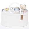 19L Baby Diaper Caddy Organizer, 16.8"x9.8"x9" Cotton Rope Diaper Basket, Changing Table Storage Caddy With Removable Divider, Baby Basket for Nursery, Car, Diapers, Baby Shower Gifts for Newborn view 1