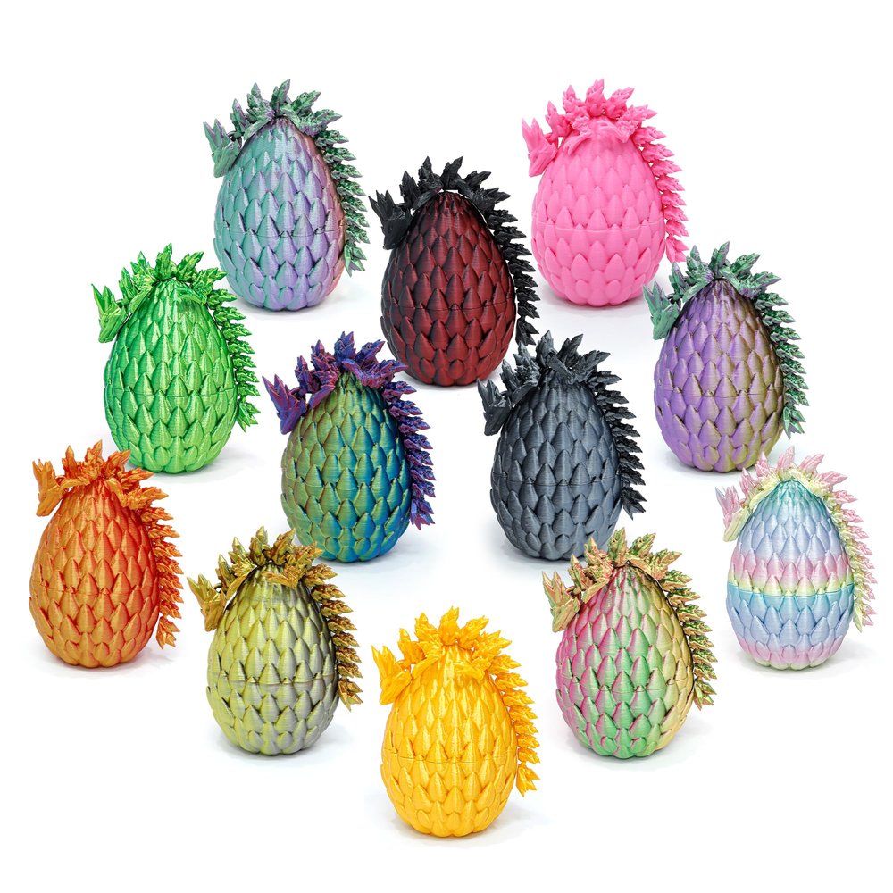 Flavery 12 Pack 3D Printed Dragon Eggs with Dragon Inside, Easter Basket Stuffers, Cute Fidget Toy, Birthday Gift, Desk Pet Figure