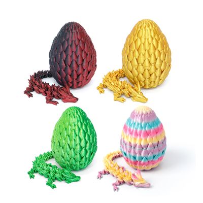 Flavery 4 Pack 3D Printed Dragon Egg - Mini Eggs with Dragon Inside, Cute Classroom Prizes, Party Favors, Surprise Gift for Birthday, Easter, Christmas, Cool Figurine Decor for Kids and Adults(4B1)