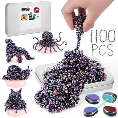 LovesTown 1100PCS Ferrite Putty Stones, Fidget Magnetic Beads Desk Toys for Men Women Teens Office Party 5mm Colorful