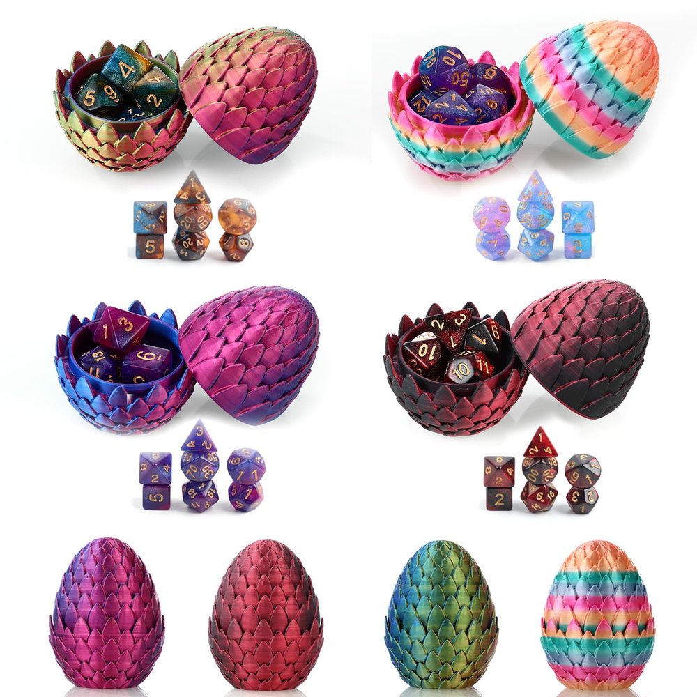 28-Piece DND Dice Set with 4Pcs 3D Printed Dragon Eggs - Fidget Toys, RPG Polyhedral Dice for DND MTG, Includes Gift Box
