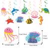 Zwiebeco Sea Animals Happy Birthday Party Decoration Banner Bunting Garland Hanging Paper Swirls Kit for Ocean Under The Sea Animals Marine Life Themed Boys Girls Kids Accessories Supplies view 2